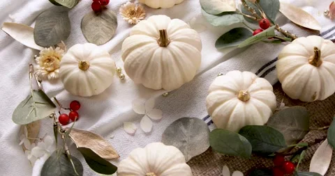 Holiday table setting, top view, rotate  Stock Footage 162452674