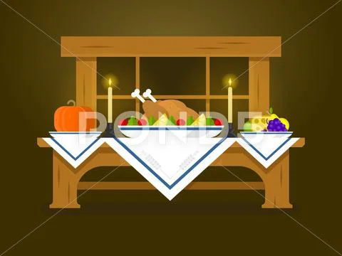 Holiday table for Thanksgiving Stock Illustration
