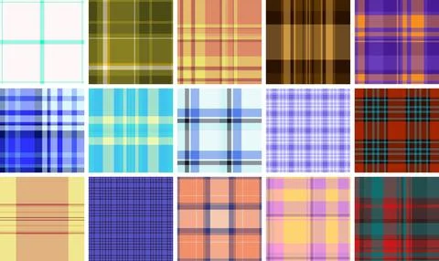 Holiday tartan pack tailored for packaging systems. Coordinated plaid pattern Stock Illustration