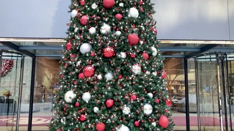 Holiday tree at 101 Park Ave, Manhattan, New York, 4K Video stock 223772447