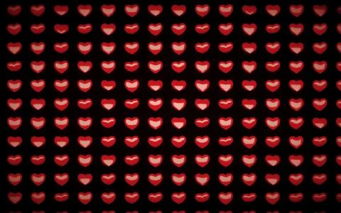 Holiday Valentine's day seamless pattern with 3D red hearts on a black back.. Stock Photos