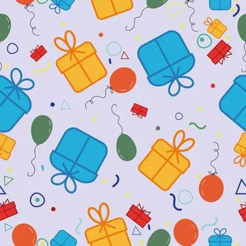 Holiday vector balls gifts pattern Stock Illustration