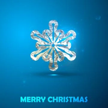 Holiday vector illustration of a silver snowflake with foil text Stock Illustration