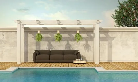 Holiday villa with pool Stock Illustration