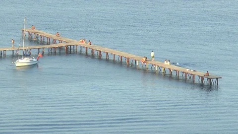 Holidaymakers On A Pleasure Pier Stock Footage 117071119