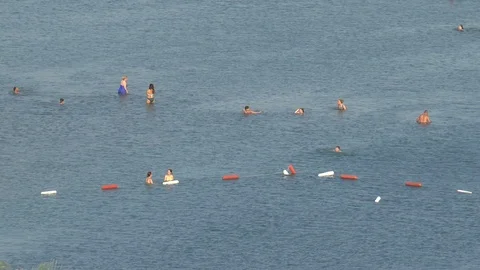 Holidaymakers In The Sea Stock Footage 95291850