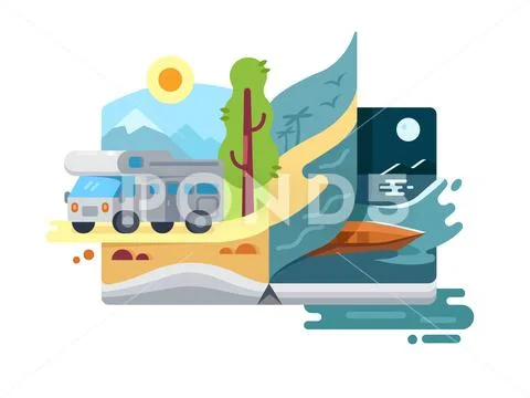 Holidays and vacations in nature Stock Illustration