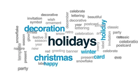 Holidays animated word cloud, text design animation. Stock Footage 76504294