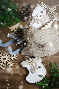 Holidays Background with Christmas Composition. Stock Photos