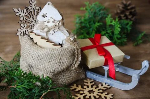 Holidays Background with Christmas Composition. Stock Photos