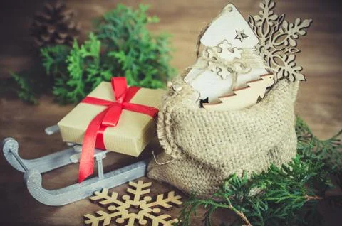 Holidays Background with Christmas Composition. Stock Photos