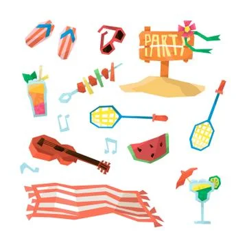 Holidays On The Beach Objects Set Stock Illustration