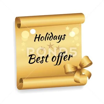 Best Deal Golden Label With Ribbon. Stock Photo