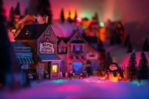 Holidays concept of miniature scenery in Christmas times Stock Photos