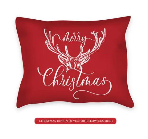 Holidays design of vector Pillow cushion with lettering and calligraphy Merry Stock Illustration