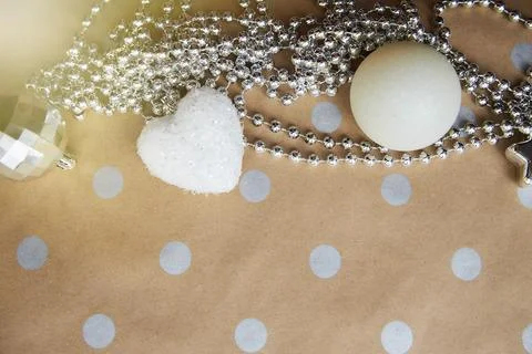 Holidays festive decorations background on basic classic pattern, place for Stock Photos