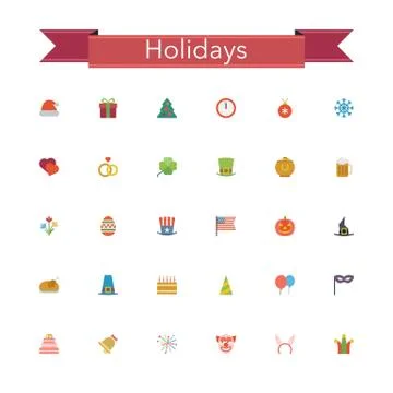 Holidays Flat Icons Stock Illustration