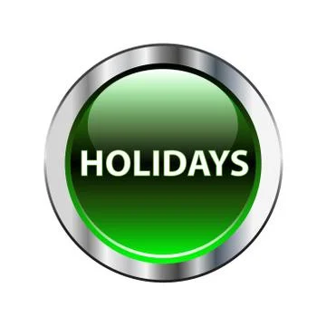 Holidays green button on white Stock Illustration