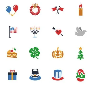 Holidays icon set Stock Illustration