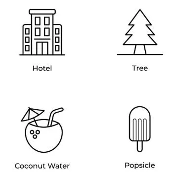 Holidays Line Icons Vector Pack Stock Illustration
