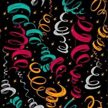 Holidays ribbons and confetti pattern 스톡 일러스트