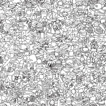 Holidays seamless pattern in black and white Stock Illustration
