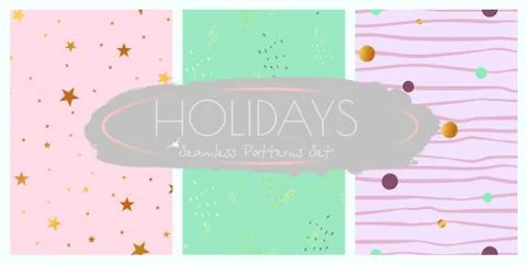 Holidays Seamless Patterns Set 스톡 일러스트