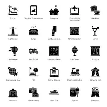 Holidays Solid Icons Vectors Pack Stockillustratie