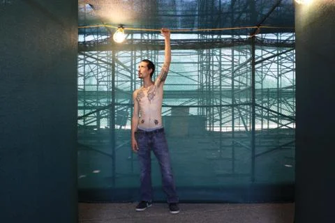 Holiding the Work Light Stock Photos