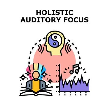 Holistic auditory focus vector concept illustrating mental wellness Stock Illustration