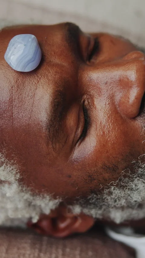 Holistic, crystal or man with healer, relax or chakra balance for aura Stock Footage 340453846