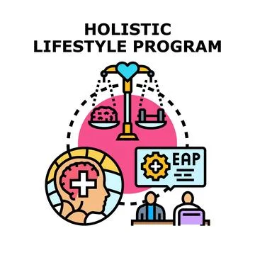 Holistic lifestyle program balancing mental and physical health 库存插图