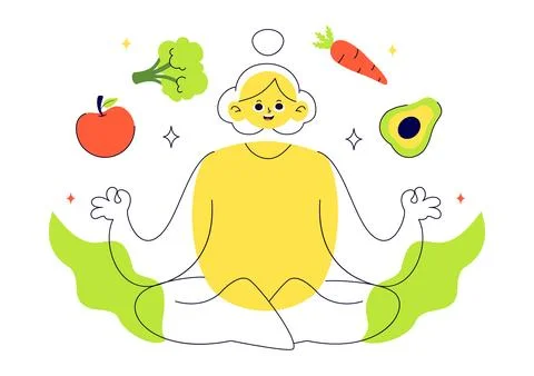Holistic Nutrition Vector Illustration Featuring Healthy Food, Fruits, and .. 스톡 일러스트