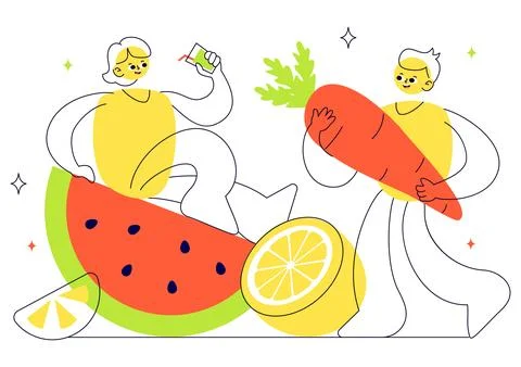 Holistic Nutrition Vector Illustration Featuring Healthy Food, Fruits, and .. Stock Illustration