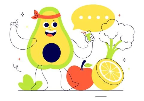 Holistic Nutrition Vector Illustration Featuring Healthy Food, Fruits, and .. Stock Illustration