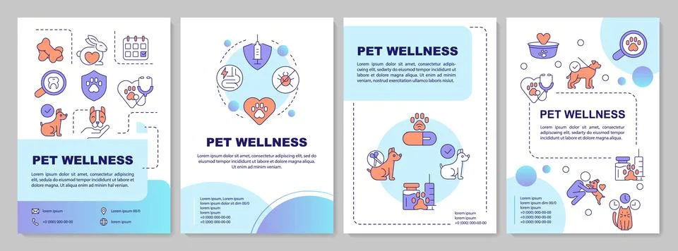 Holistic veterinary care blue gradient brochure design template Stock Illustration