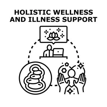 Holistic wellness and illness support concept vector Stock Illustration
