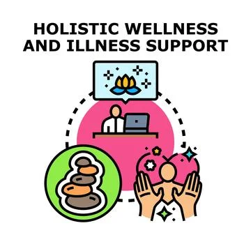 Holistic wellness and illness support concept vector Stock Illustration