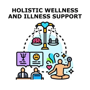 Holistic wellness and illness support concept vector 스톡 일러스트