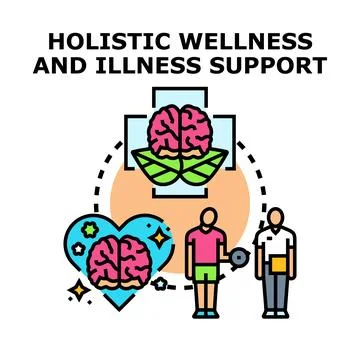 Holistic wellness and illness support health concept Stock Illustration