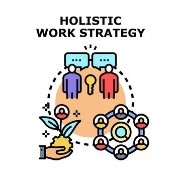 Holistic work strategy and integrated business approach Stockillustratie