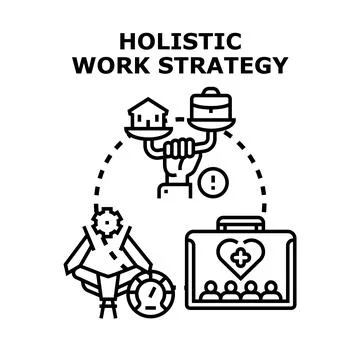 Holistic work strategy balancing employee well being and productivity Stock Illustration