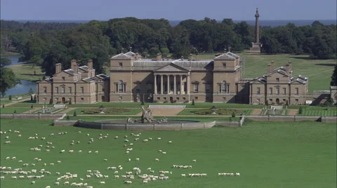 Holkham Hall Hidden Behind Tree Stock Footage 65197211