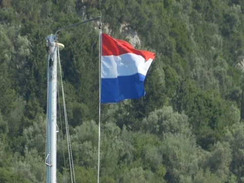 Holland Flag on Mast Stock Footage 77357353