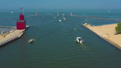 Holland Harbor Lighthouse 库存影片 137481247