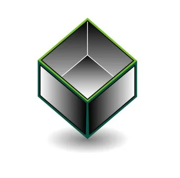 Hollow cube- an enclosed space with open top  Stock Illustration
