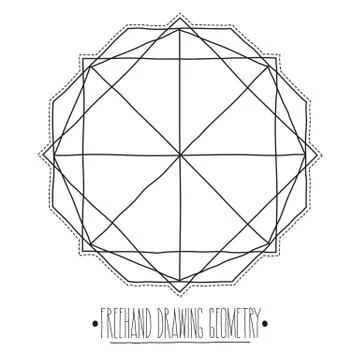 Hollow geometric figures and elements with lines, polyhedrons, t Illustrazione stock