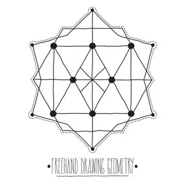 Hollow geometric figures and elements with lines polyhedrons, tr Illustrazione stock