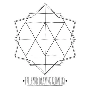 Hollow geometric figures and elements with lines, triangles, pol Stockillustratie