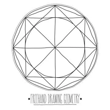 Hollow geometric shapes and elements with lines polyhedrons, tri Illustrazione stock